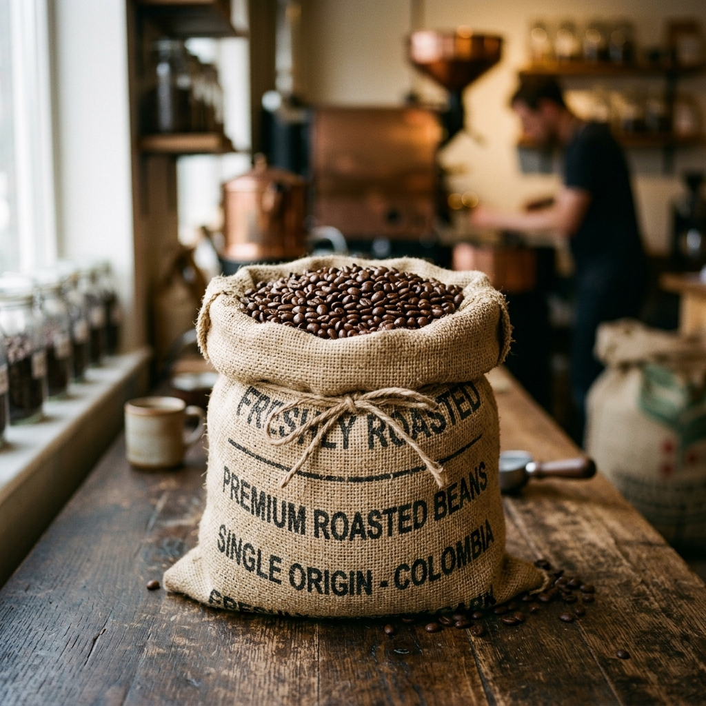 Single-origin coffee beans from Southern India